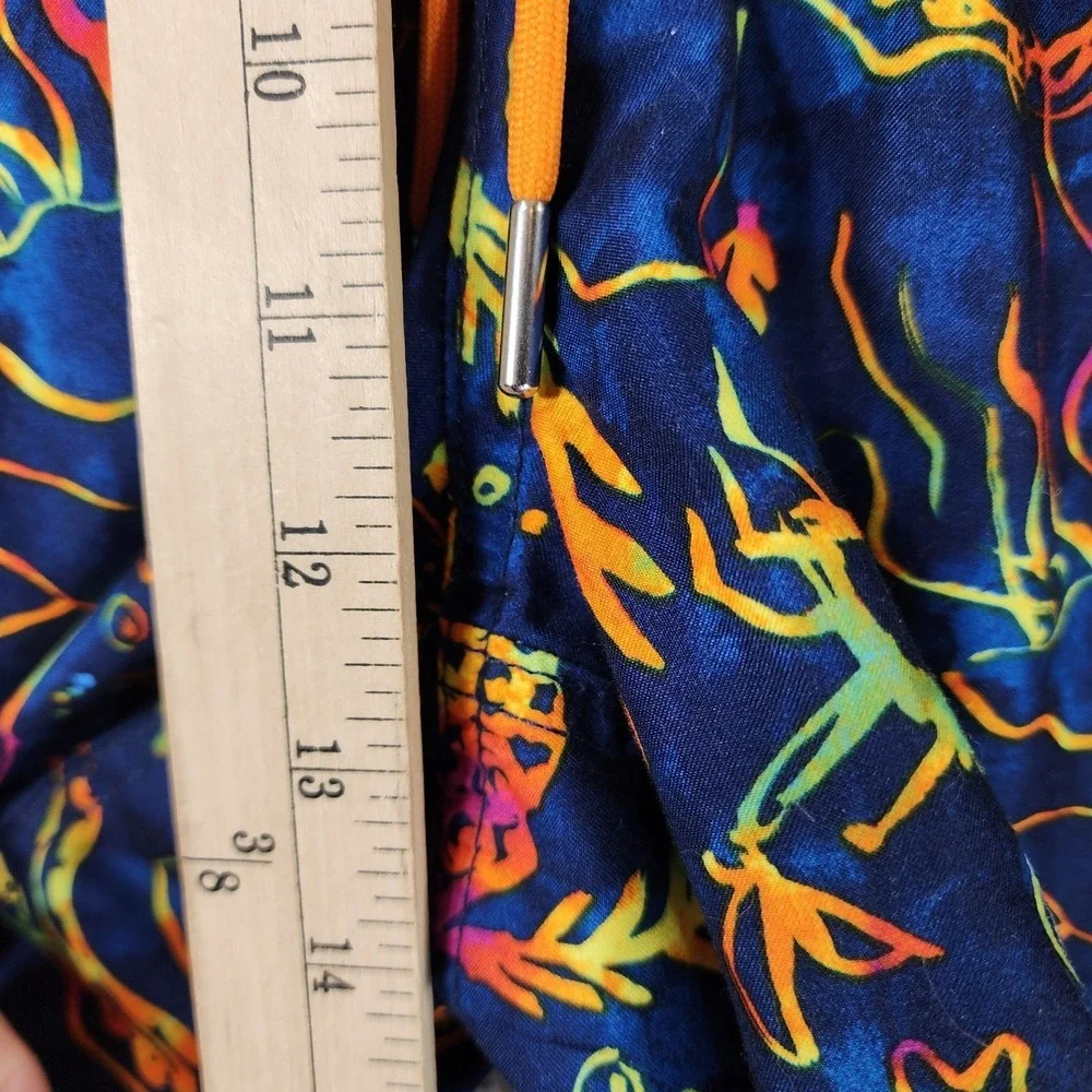 Lands End Elastic Waist Swim Shorts Mens L (36-38) Navy Sea Creatures Lined EUC